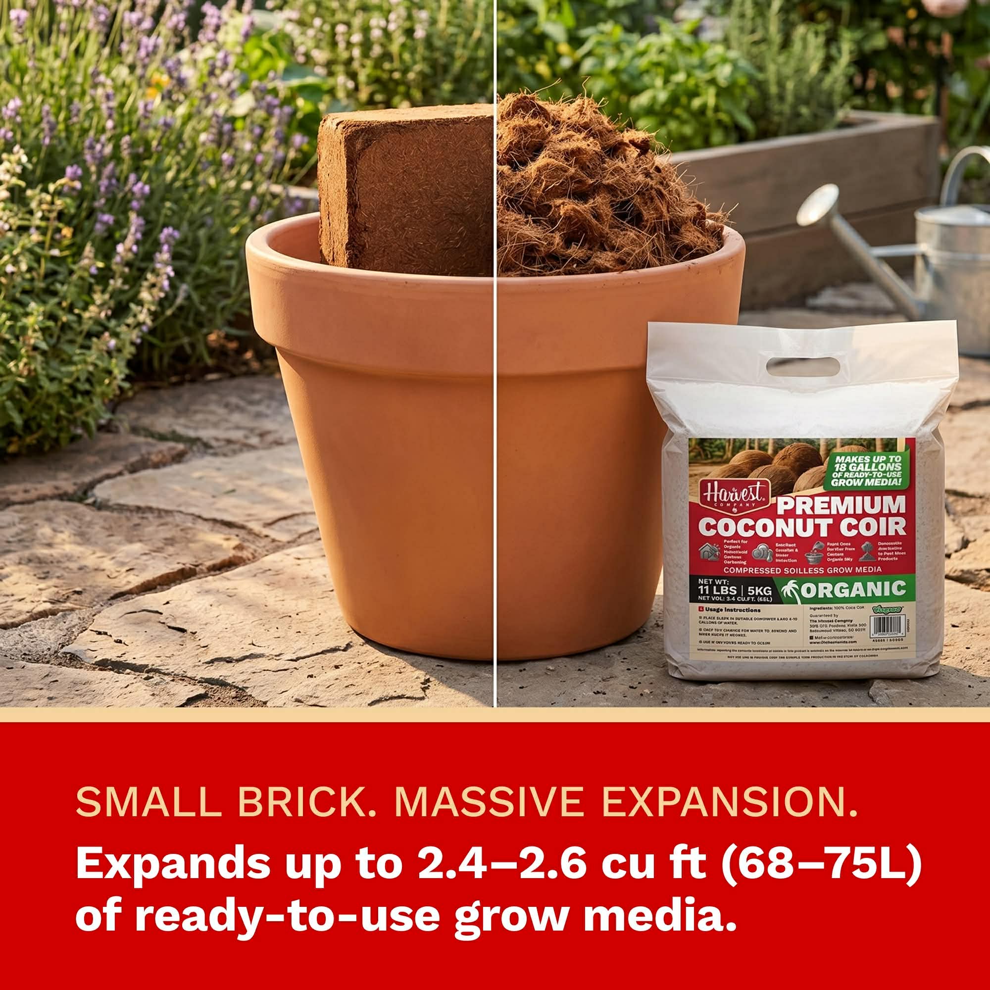 The Harvest Company 1 cu. ft. Perlite + 1 cu. ft. Vermiculite + 5 kg Coco Coir Grow Media Blend, Makes 128 qt. / 32 gal. / 4.4 cu. ft. (VCCBERPER1)