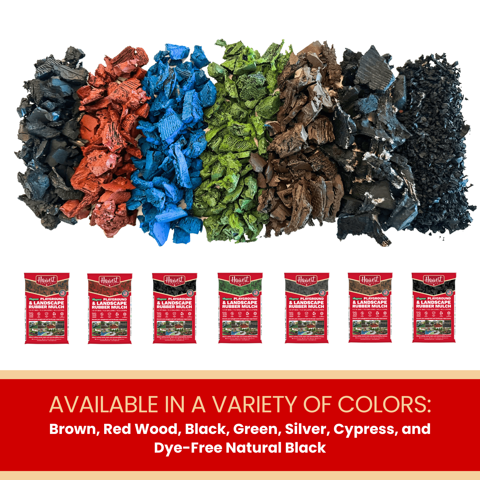 Assorted colored decorative stones with packaging labeled 'Landscape' on a white background.