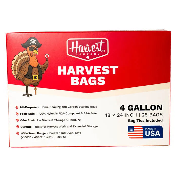 Box of Harvest Bags with a turkey graphic on a white background