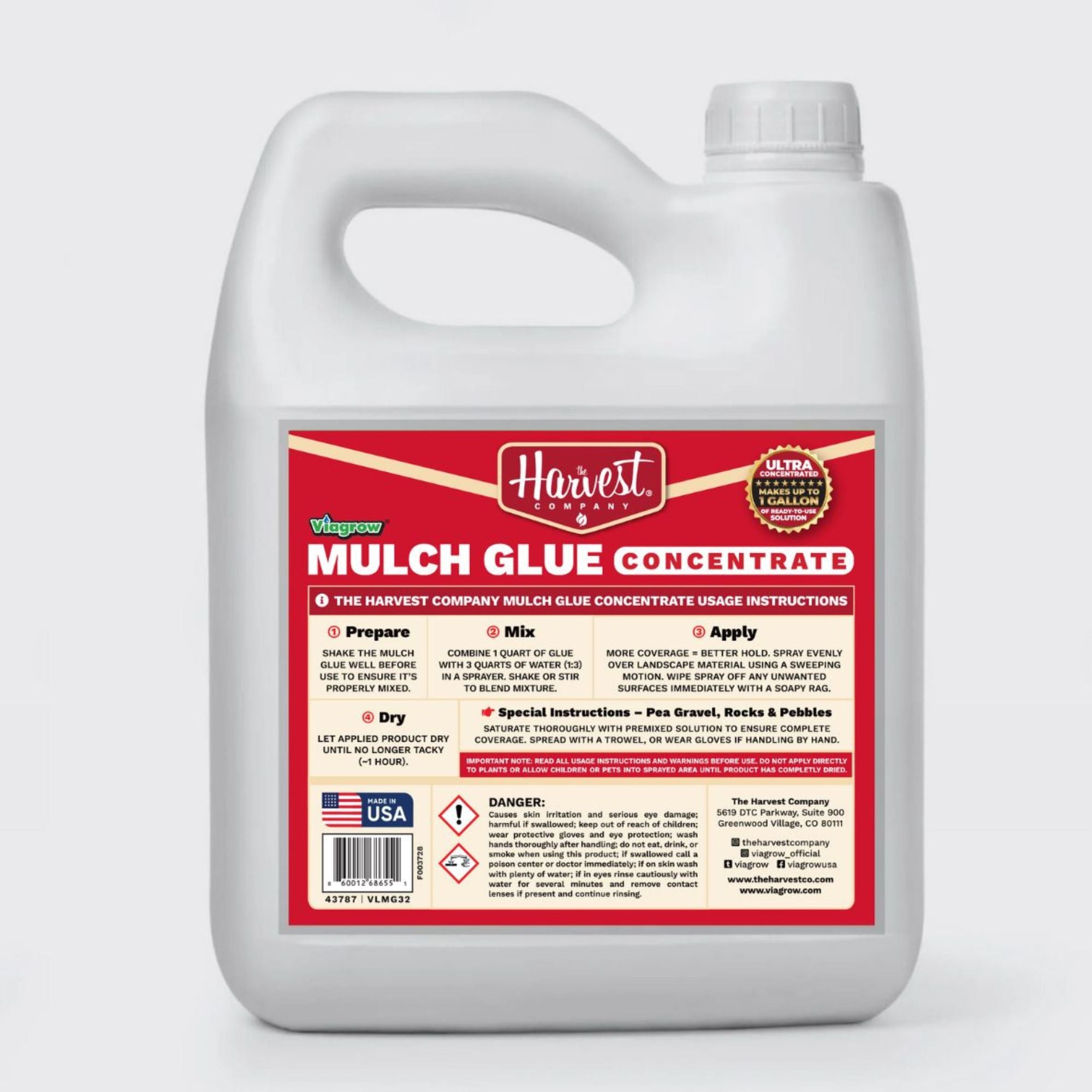 The Harvest Company Mulch Glue 1 QT / 32 OZ: Makes 1 Gal / Covers Approx. 125 Sq. Ft. (12-Case) (VLMG32-12)