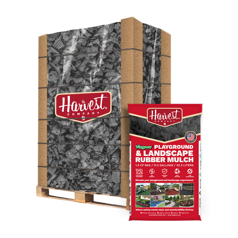 The Harvest Company Silver Rubber Playground & Landscape Mulch, 75 cf pallet / 50 bags 1.5cf each / 2.77 Cubic Yards / 2000lbs (VSilverRM-PT)