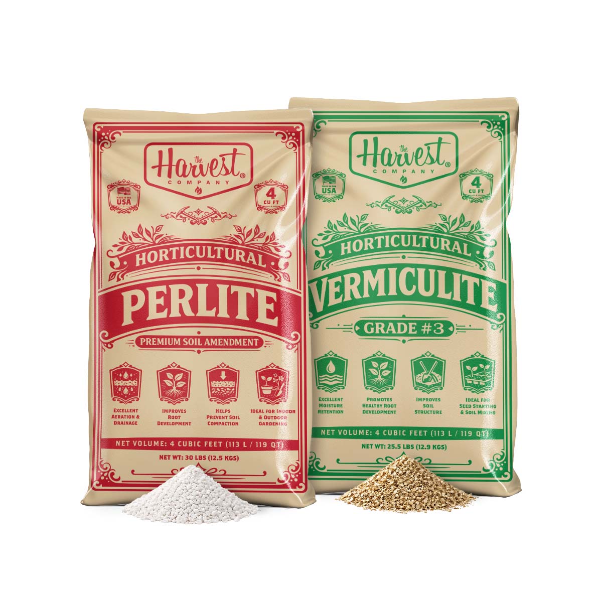 The Harvest Company Perlite + Vermiculite 4 cuft bags - 2-bag Combo Kit (VERPER4)