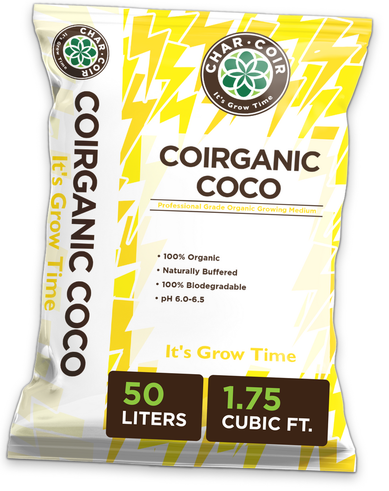 Coirganic Coco packaging with yellow and white design on a white background
