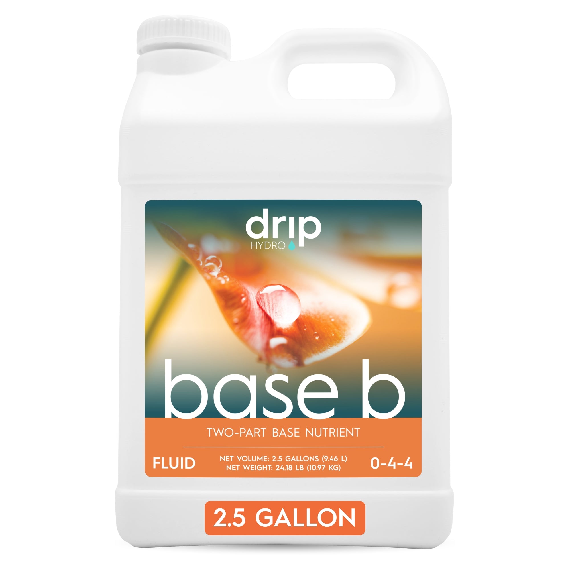 Drip Hydro Base B Two-Part Nutrient Solution Liquid Plant Fertilizer Fruiting & Flowering Plants 0-4-4