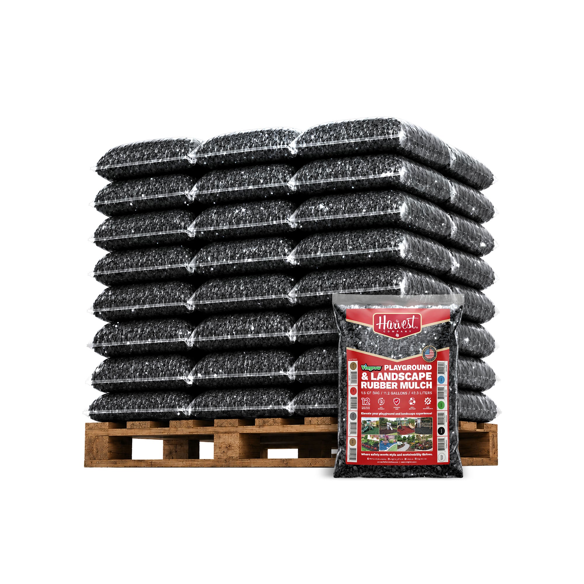 The Harvest Company Black, No Dye Rubber Playground and Landscape Mulch, 1.5 cu. ft. Bag (11.2 gal / 42.3 L)