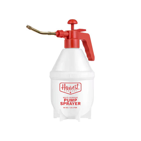 White multi-purpose pump sprayer with red nozzle on a white background