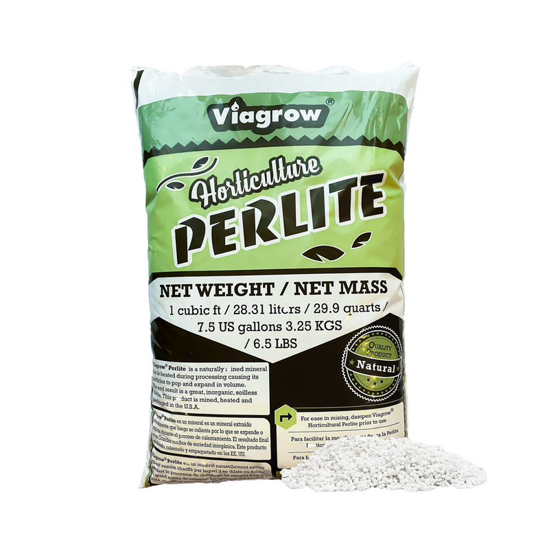 A bag of Viagrow horticultural perlite, showing the product name and weight information, against a white background.
