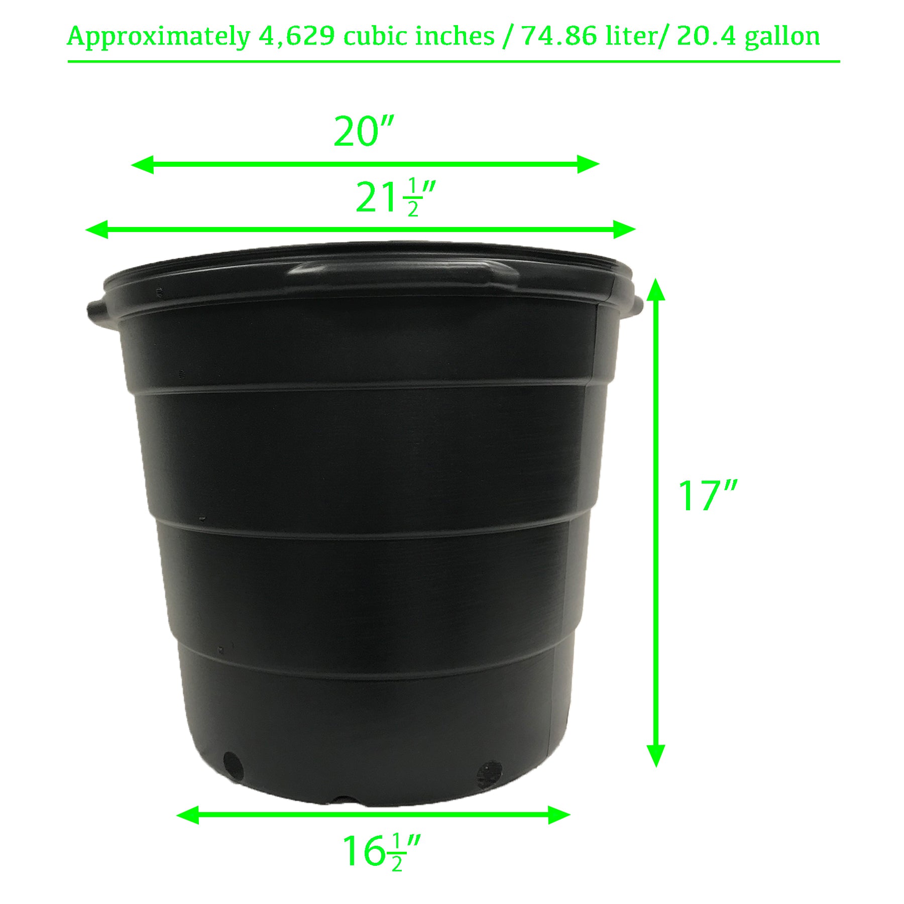 Viagrow 20 gal. 21.5 in. L x 16.5 in. W x 17 in. H Black Indoor/Outdoor Plastic Nursery Pot