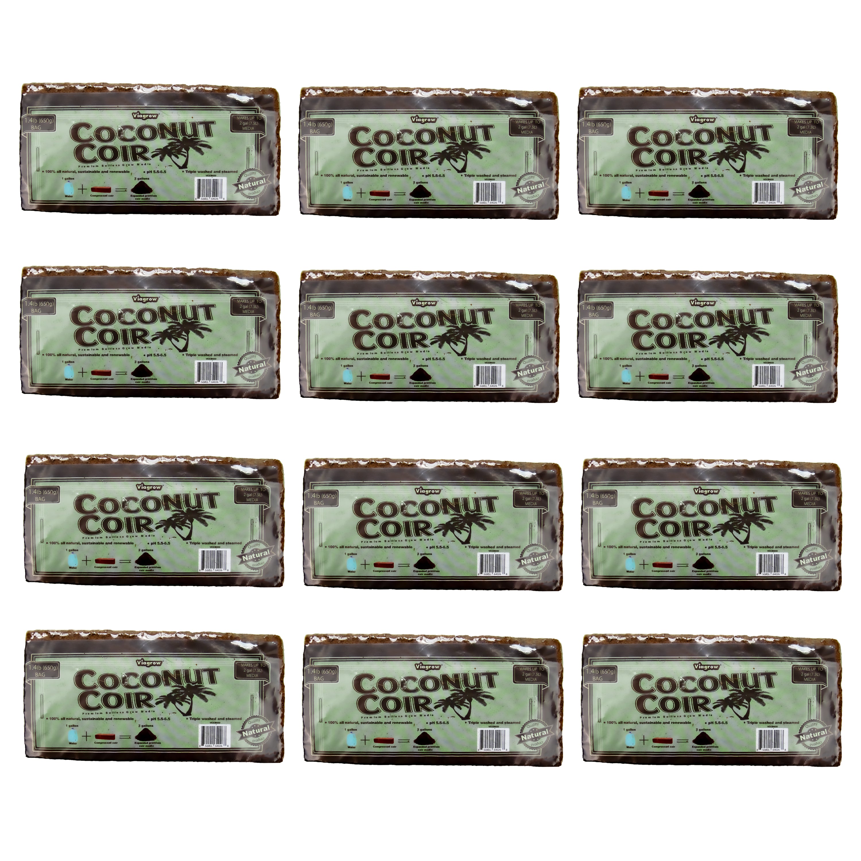 Viagrow 650 g (1.4 lb.) Compressed Coconut Coir Premium Grow Media