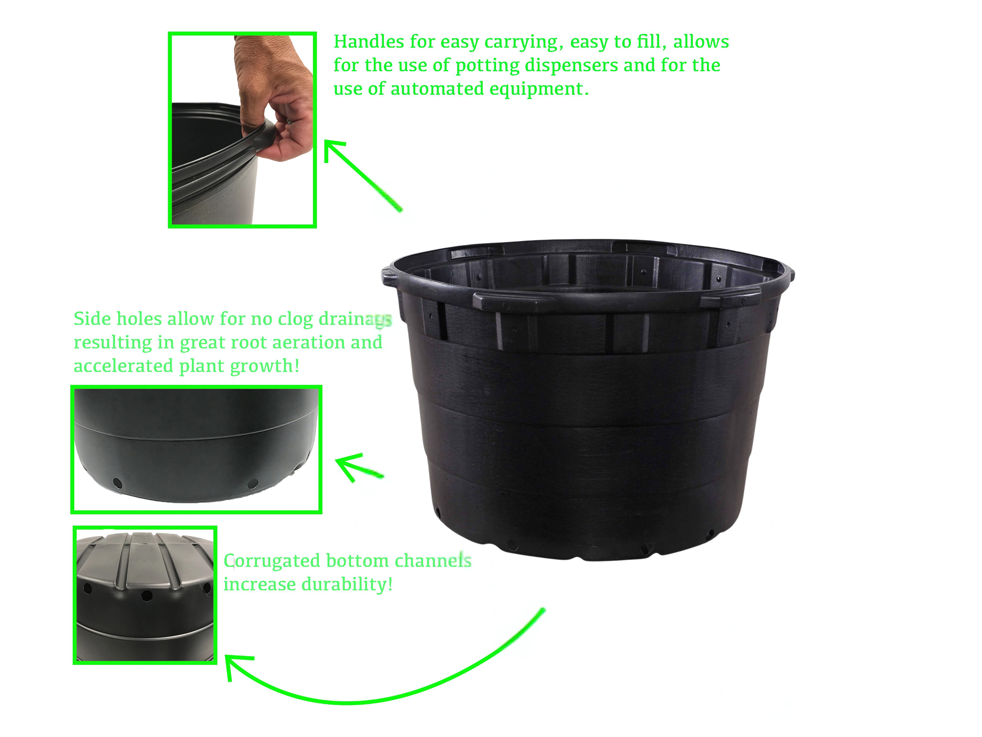 Viagrow 65 gal. 32 in. L x 21 in. W Black Indoor/Outdoor Plastic Nursery Pot