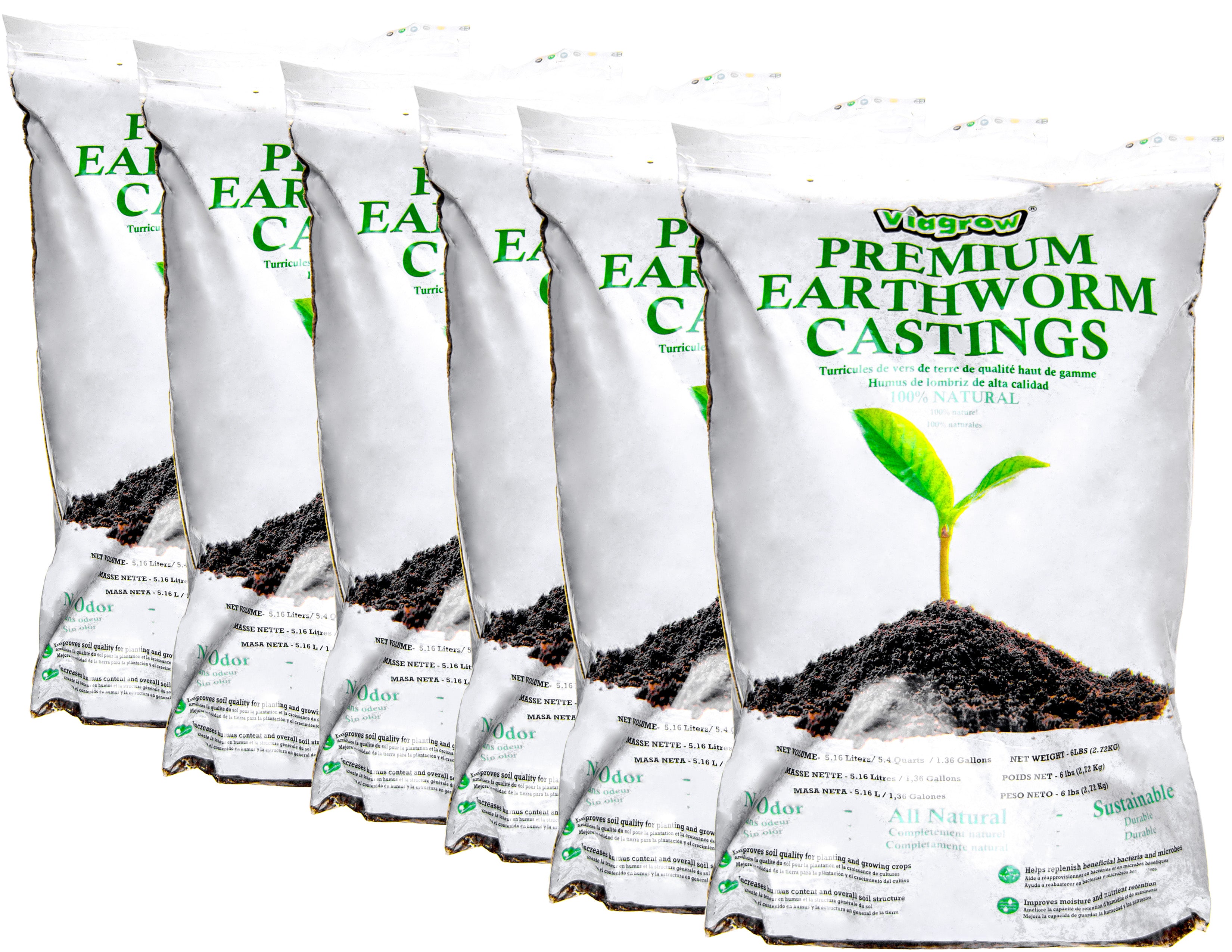 Viagrow 6 lb. Organic Premium Earthworm Castings Natural Soil Builder and Soil Amendment