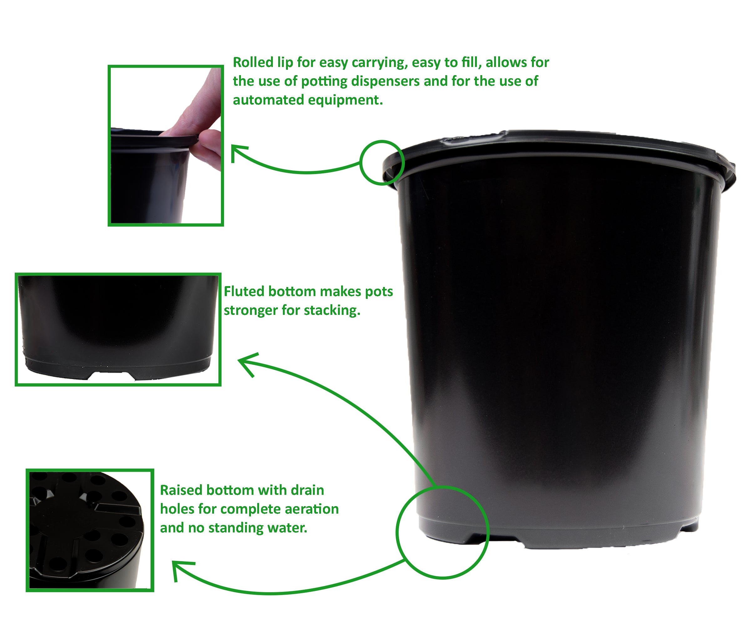 Viagrow Plastic Nursery Pot plus 5 kg (11 lb.) Coconut Coir Brick Grow Media