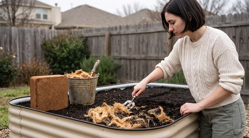 Work fresh coir and compost through it