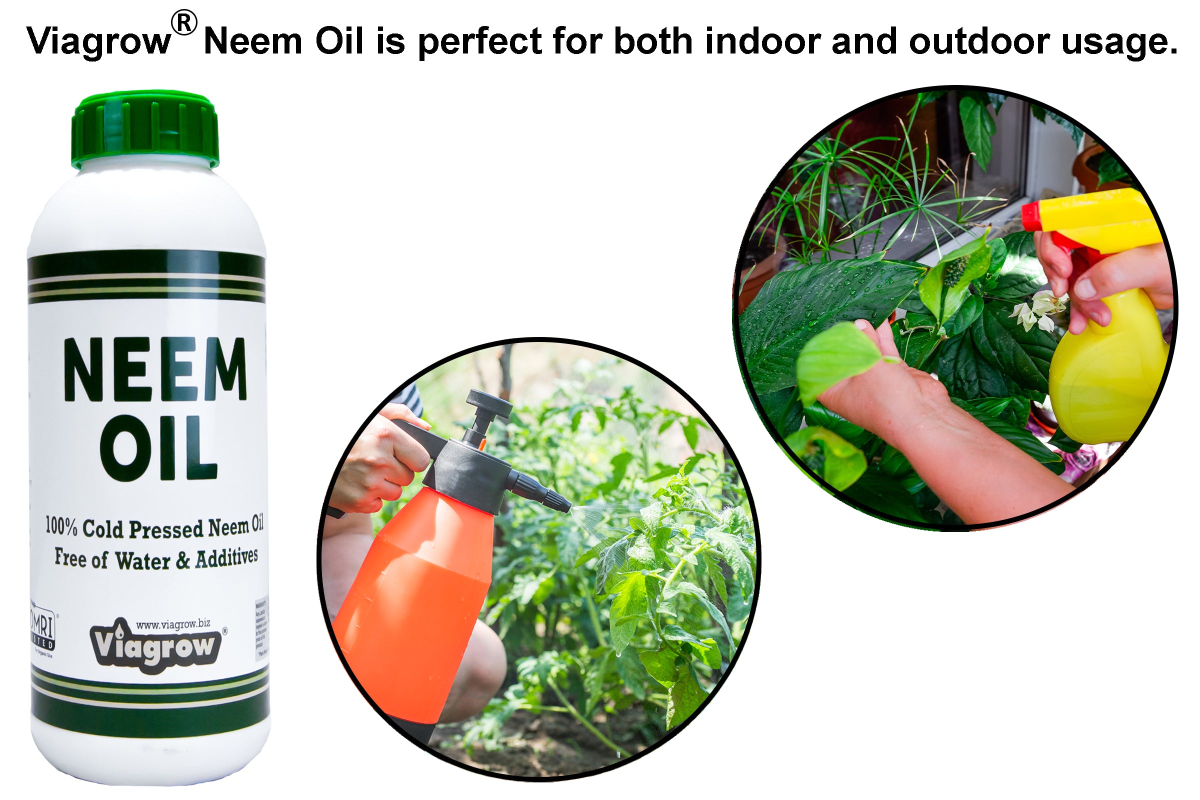 Viagrow 32 oz. Organic Cold Pressed Neem Oil Seed Extract Natural Plant Protection