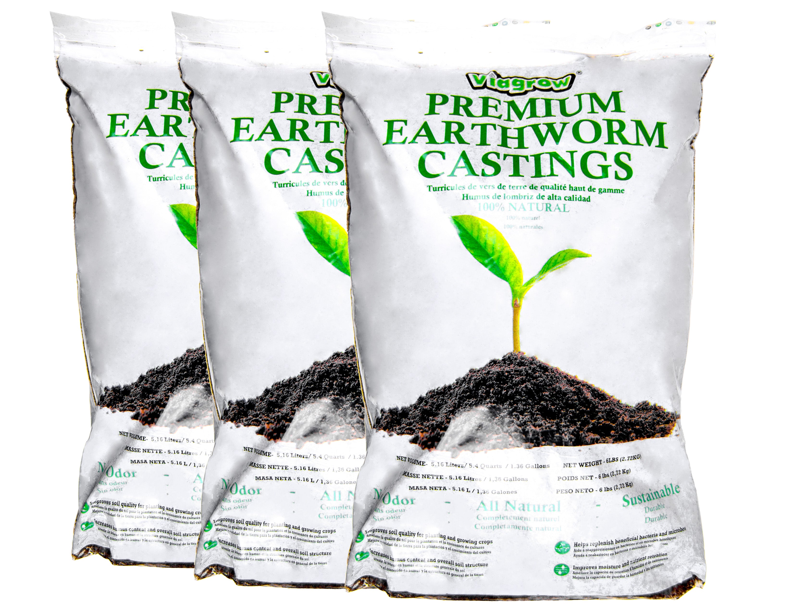 Viagrow 6 lb. Organic Premium Earthworm Castings Natural Soil Builder and Soil Amendment