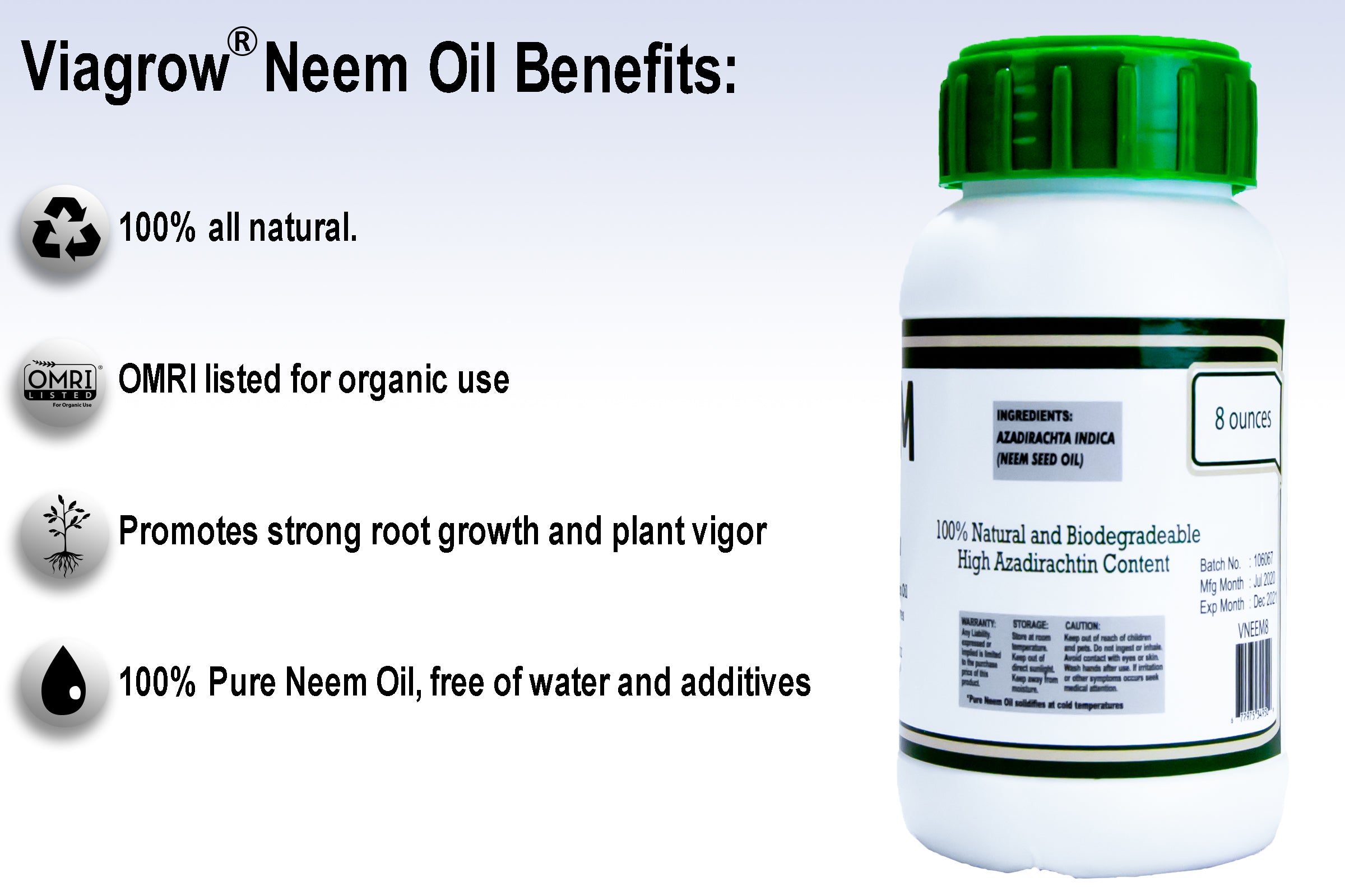 Viagrow 8 oz. Organic Cold Pressed Neem Oil Seed Extract