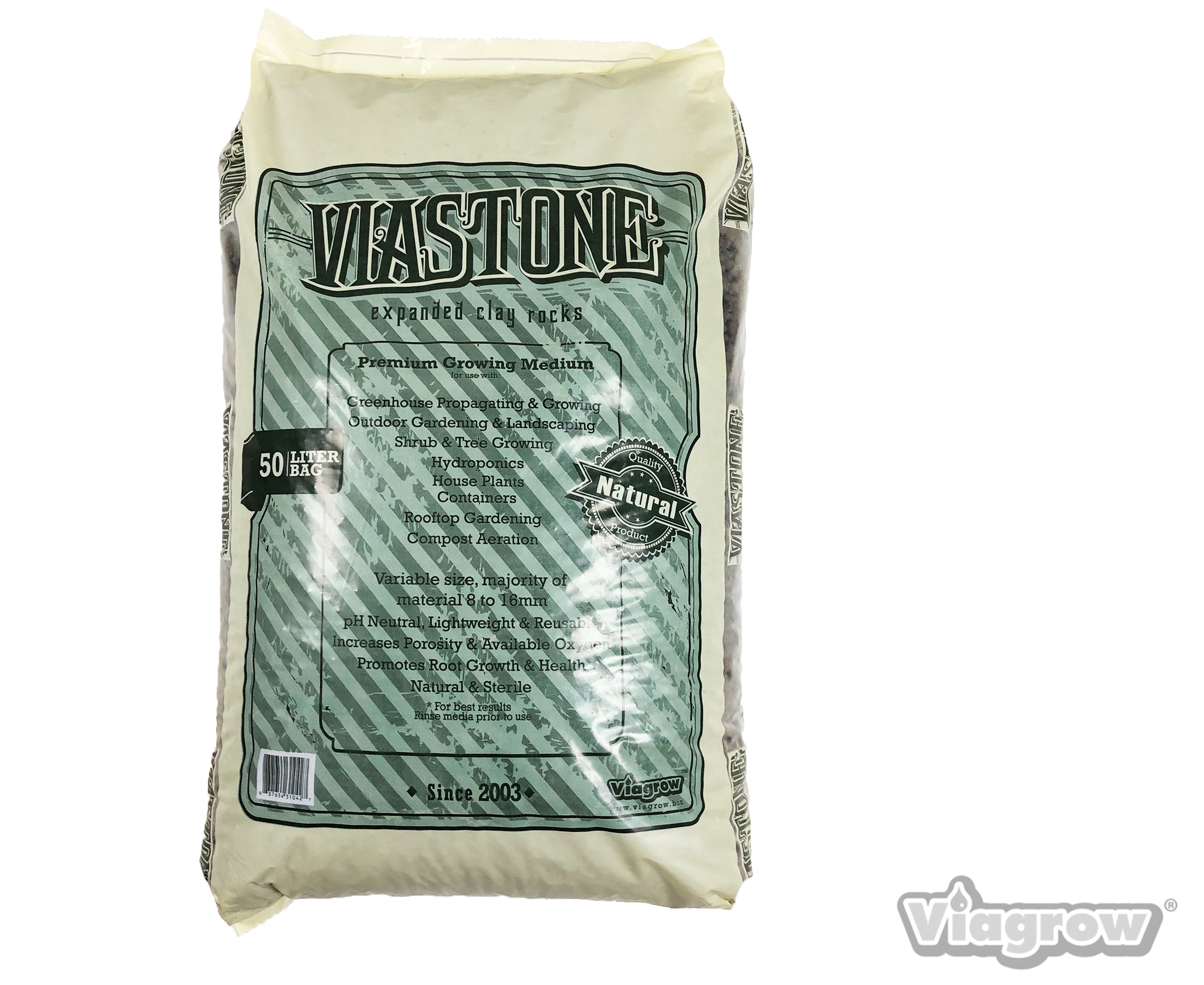 Viastone 50L Expanded Clay Pebbles Irregular Grow Rocks Hydroponic Growing Medium
