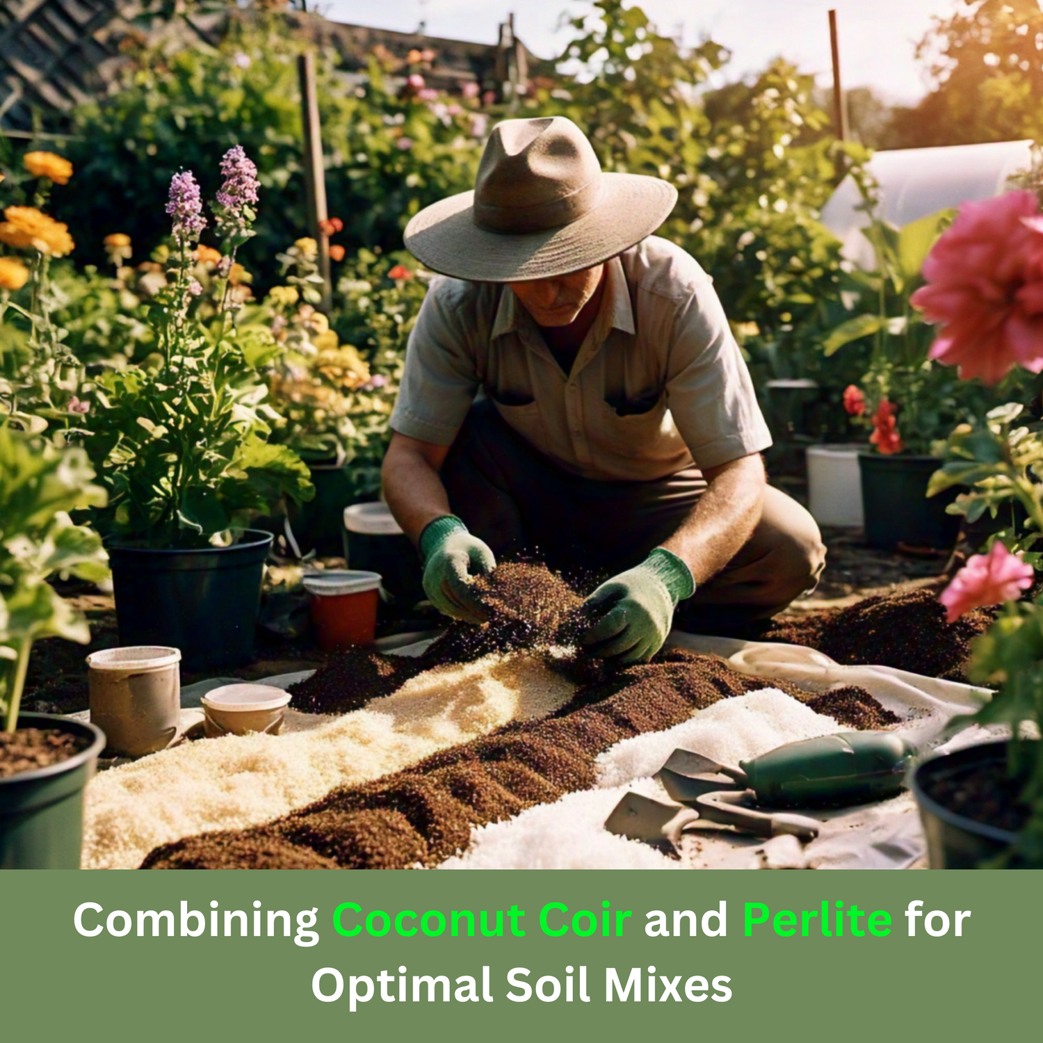Gardener in backyard garden Combining Coconut Coir and Perlite for Optimal Soil Mixes