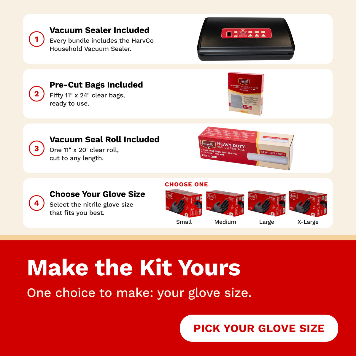 The Harvest Company Food Preservation Meal Prep Vacuum Sealer Bundle Kit