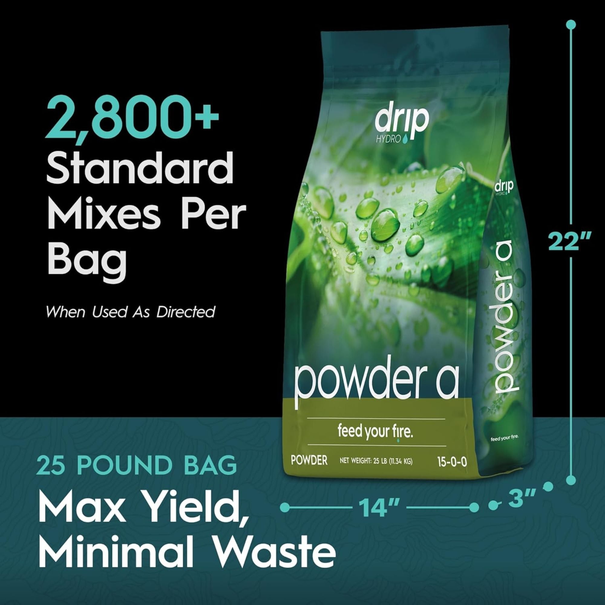 Drip Hydro 25 lb. (11.34 kg) Powder A Nitrogen & Calcium Formula Fruiting & Flowering Plants Dry Plant Fertilizer 15-0-0