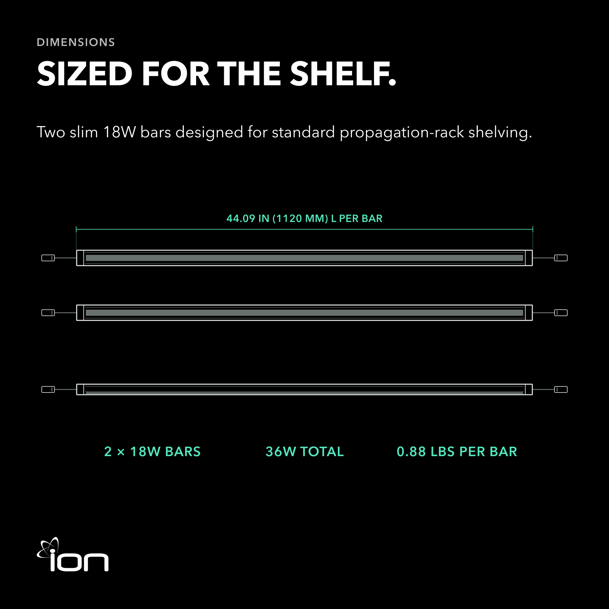 ION 36W LED Clone Light for Seed Starting & Cuttings, 2-Bar Design