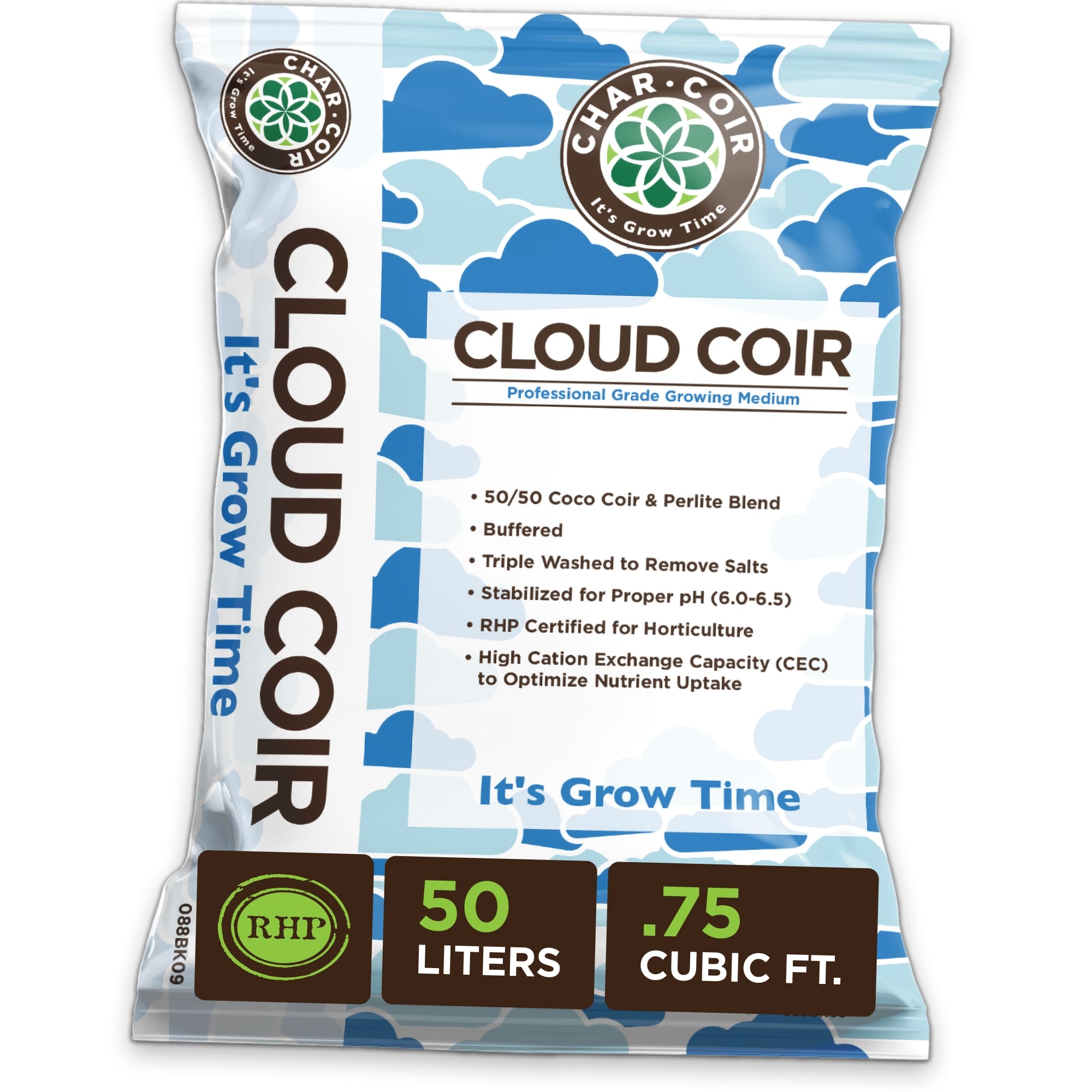 Bag of Cloud Coir with branding and product details on a white background