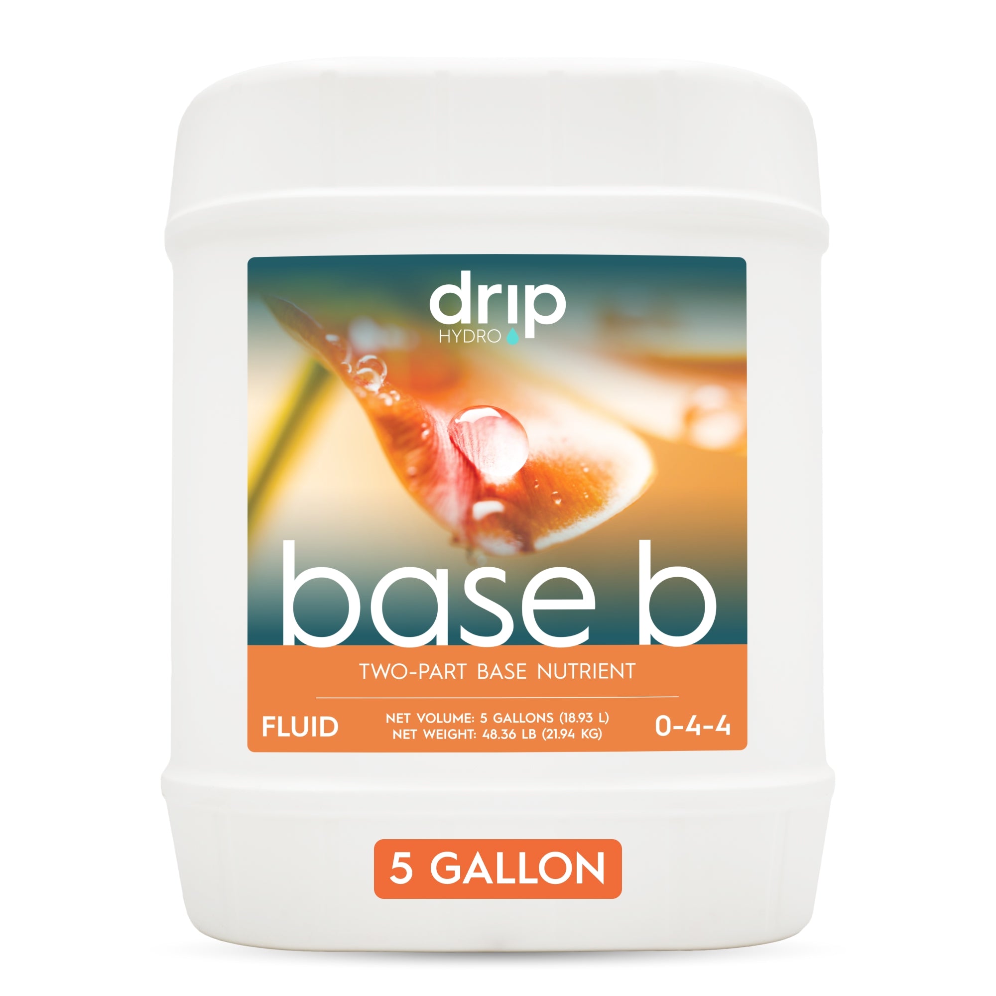 Drip Hydro Base B Two-Part Nutrient Solution Liquid Plant Fertilizer Fruiting & Flowering Plants 0-4-4