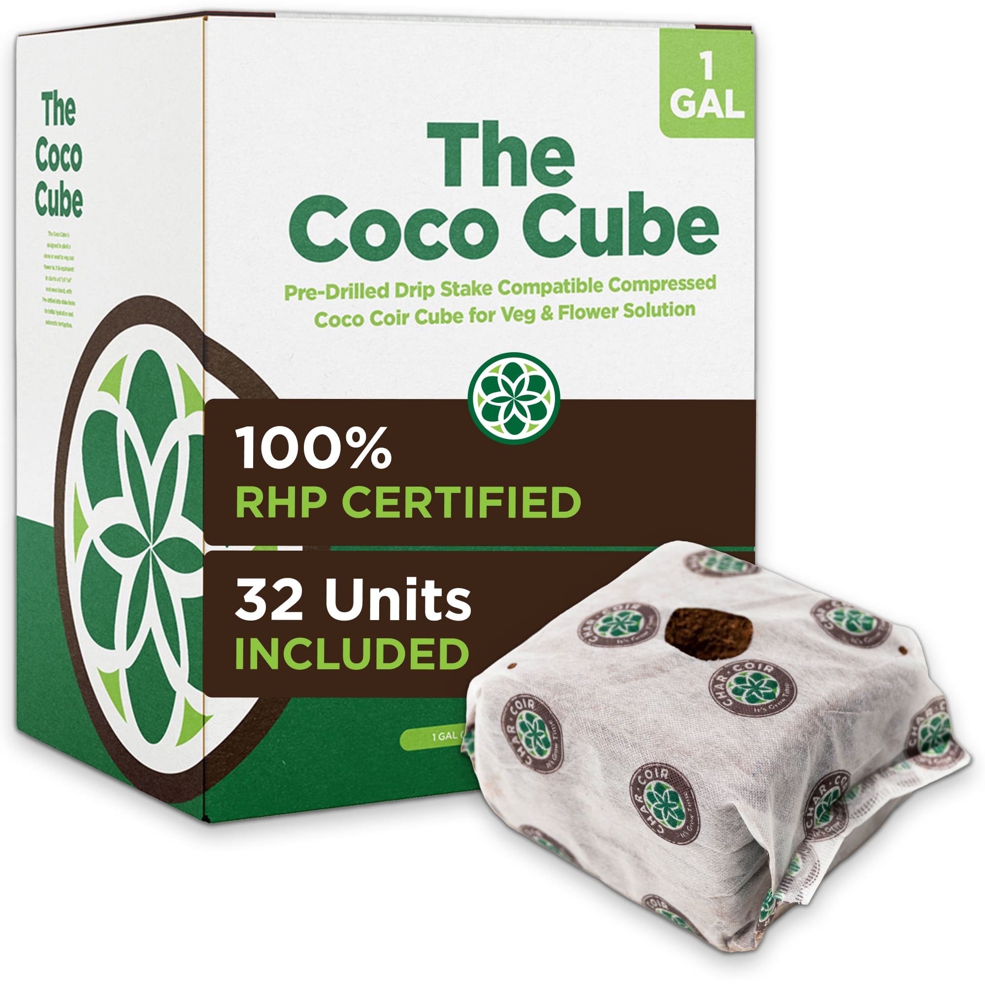 Coco Cube packaging with a single cube on a white background
