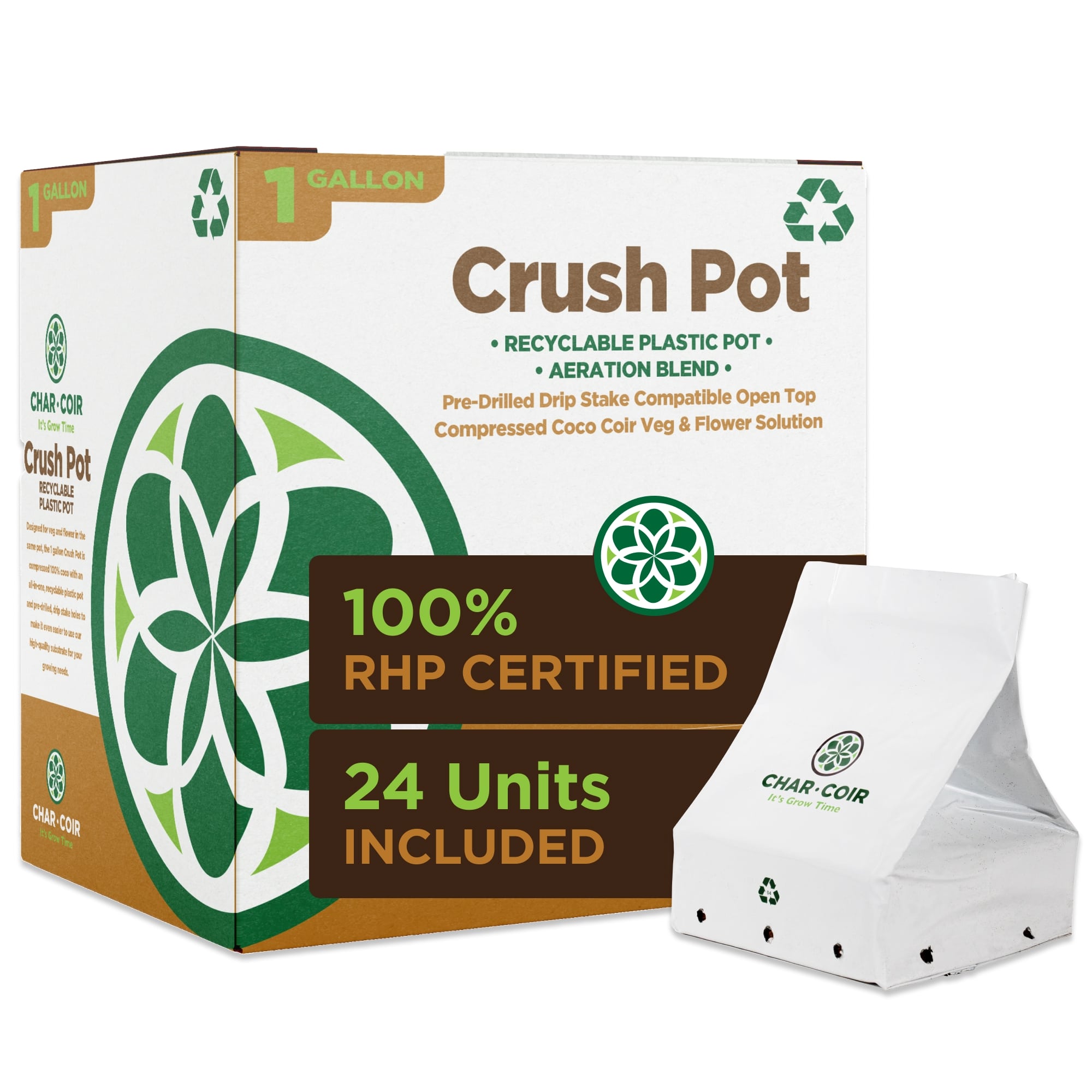 Box of Crush Pot with a white pot on a white background
