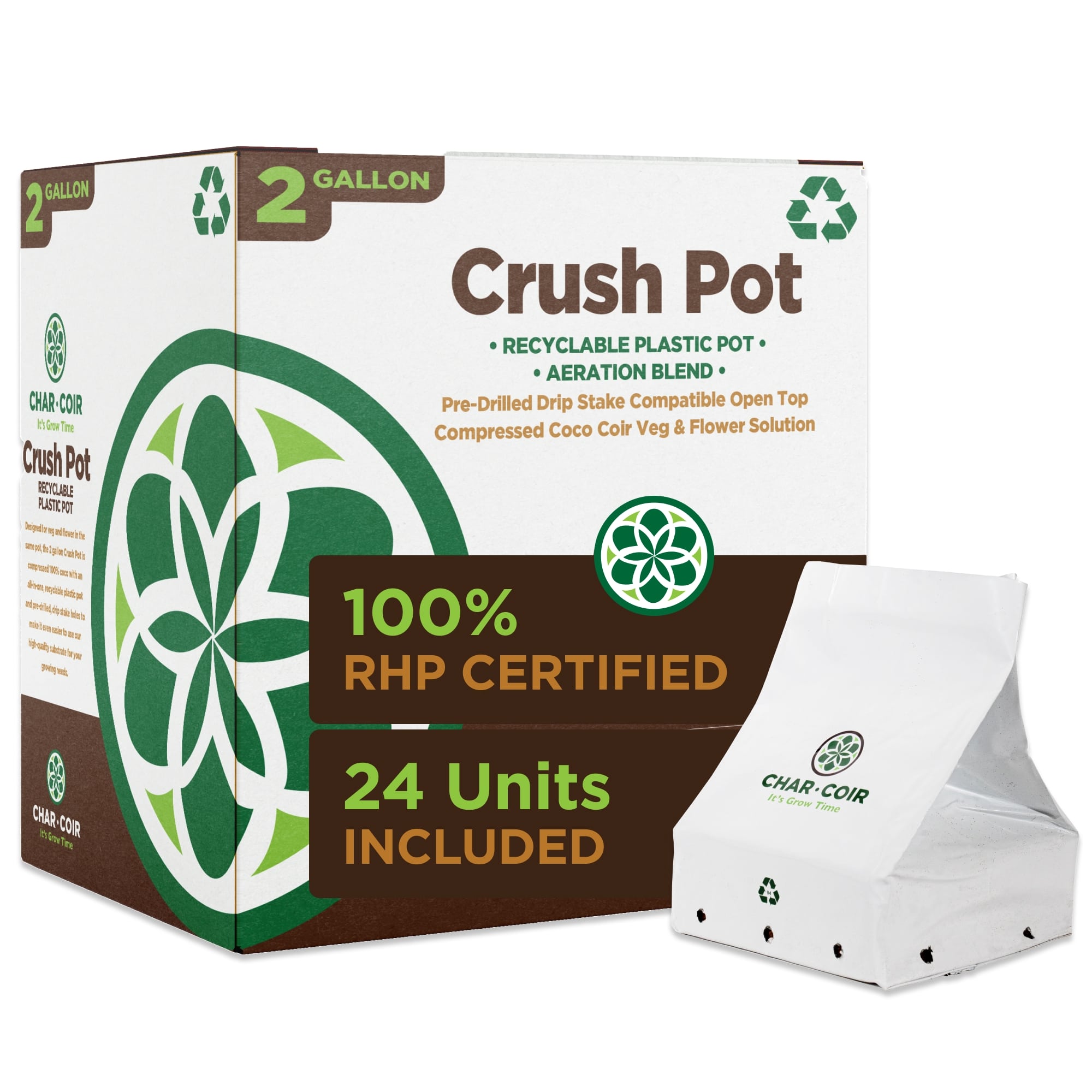 Box of Crush Pot with a white pot on a white background