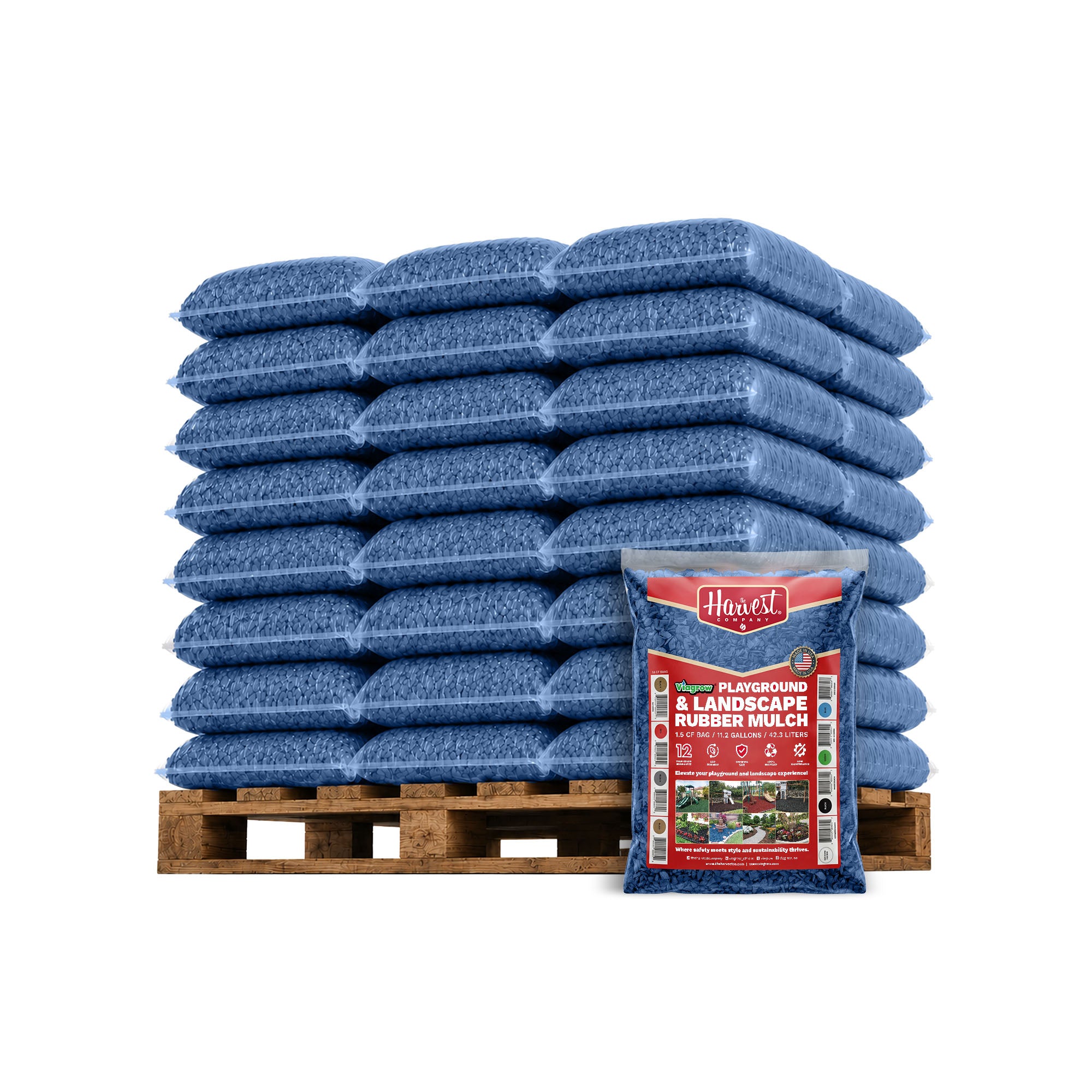 Blue Rubber Playground Mulch - 1.5 CF Bag