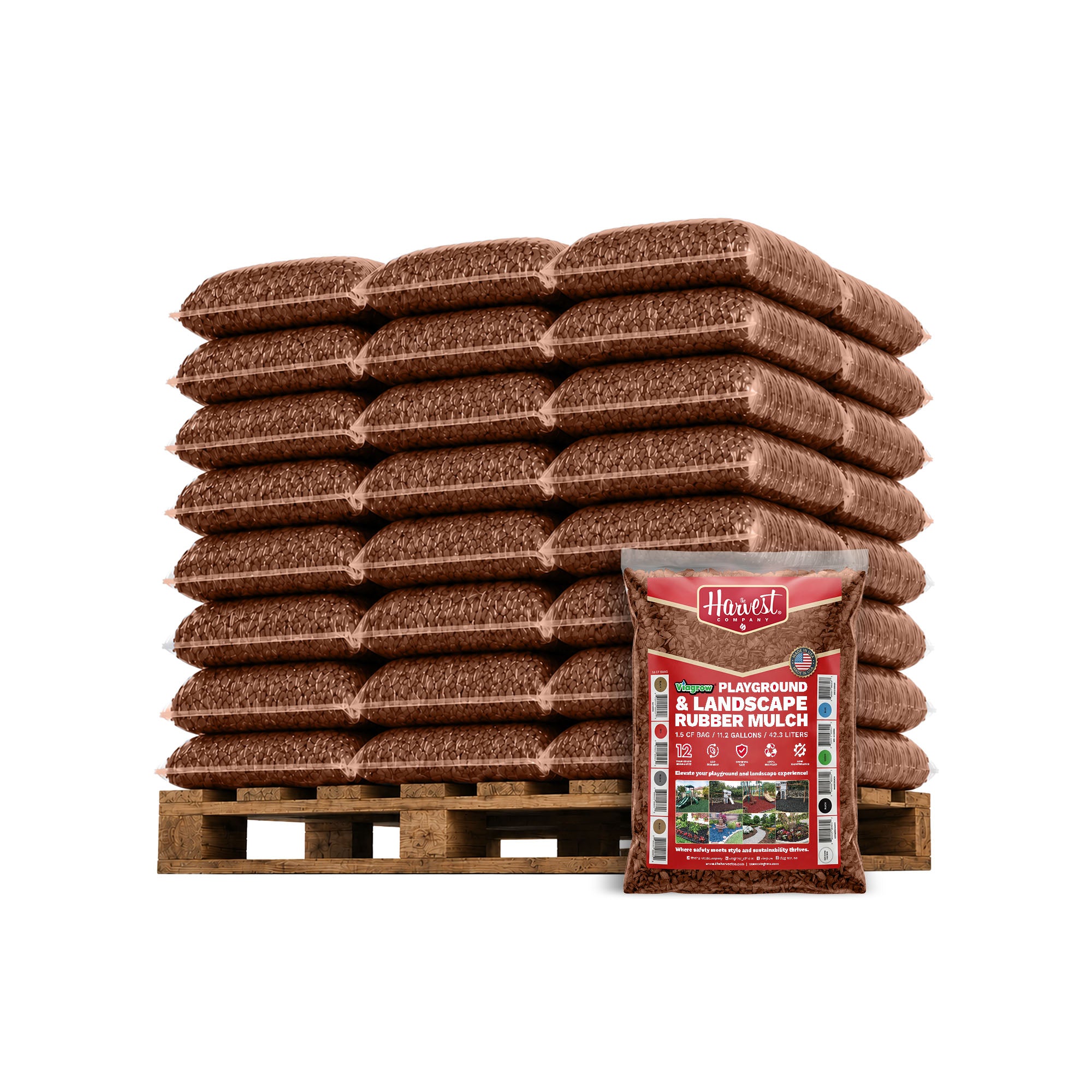 The Harvest Company Brown Rubber Playground and Landscape Mulch, 1.5 cu. ft. Bag (11.2 gal / 42.3 L) (VBrownRM)