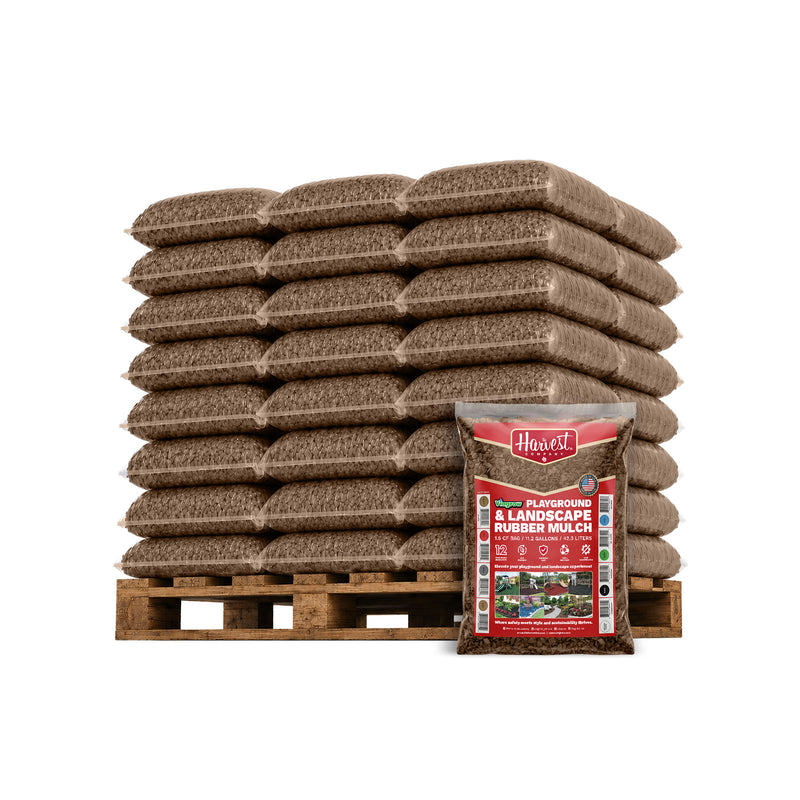The Harvest Company Cypress Rubber Playground & Landscape Mulch, 75 cf pallet / 50 bags 1.5cf each / 2.77 Cubic Yards / 2000lbs (VCypressRM-PT)