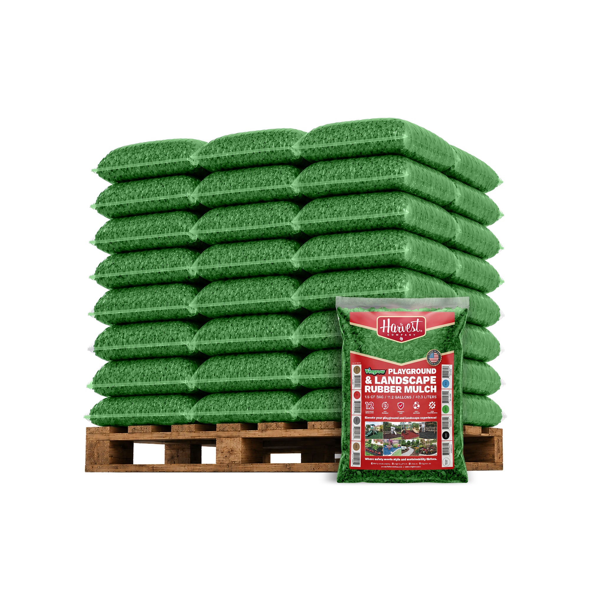 The Harvest Company Green Rubber Playground and Landscape Mulch, 1.5 cu. ft. Bag (11.2 gal / 42.3 L)