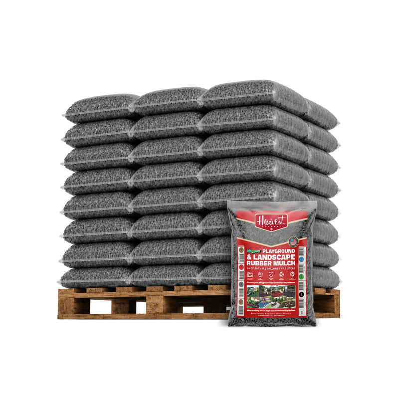 The Harvest Company Silver Rubber Playground & Landscape Mulch, 75 cf pallet / 50 bags 1.5cf each / 2.77 Cubic Yards / 2000lbs (VSilverRM-PT)