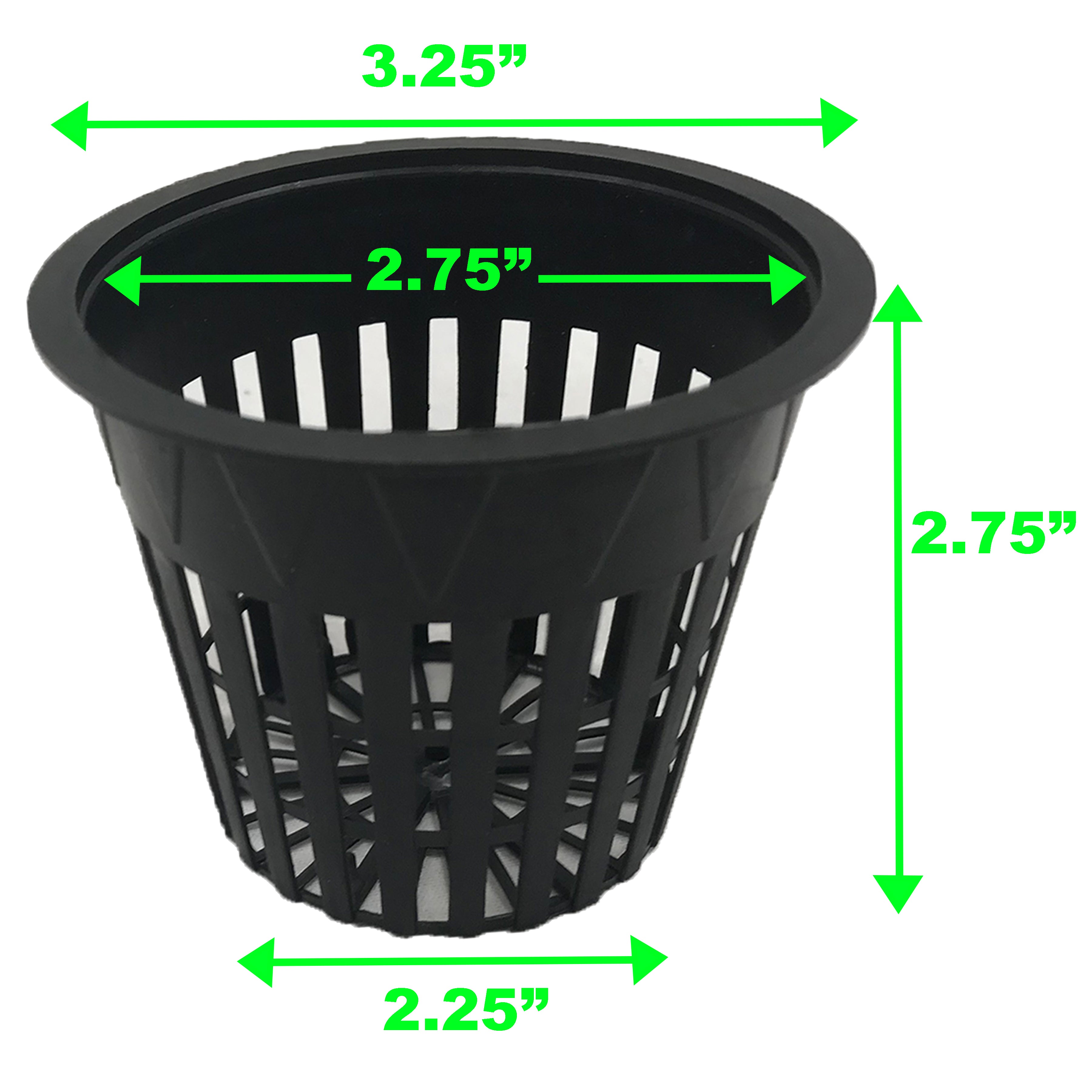 The Harvest Company Slotted Black Plastic Net Pots for Hydroponics and Soil Root Aeration and Drainage (Case)