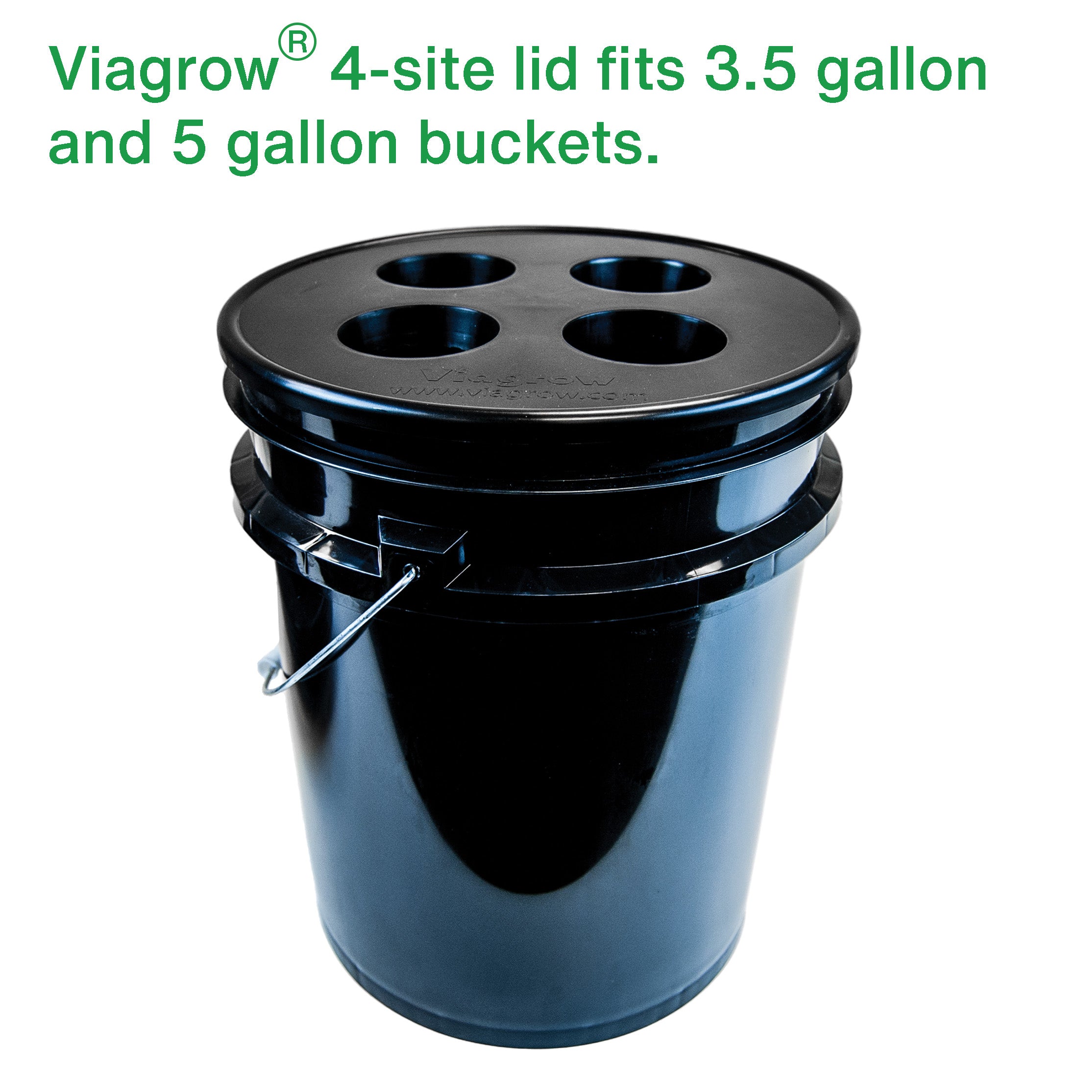 The Harvest Company DWC Hydroponic Veg Lid with 3 in. Net Pots x 4 – Fits 3.5 & 5 Gal. Buckets, Black Mesh Pot Lid (5-Pack) 12-Case