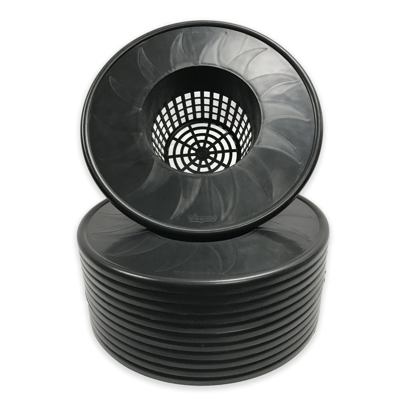 The Harvest Company 6 in. Mesh Pot Bucket Lid Insert for 3.5 & 5 Gal. Hydroponic Buckets – Black Plastic Net Cup, 6 in. x 4.5 in. Deep 96-Case