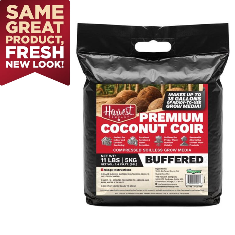 The Harvest Company 5 kg (11 lb.) Buffered Compressed Coconut Coir Premium Grow Media (Packs)