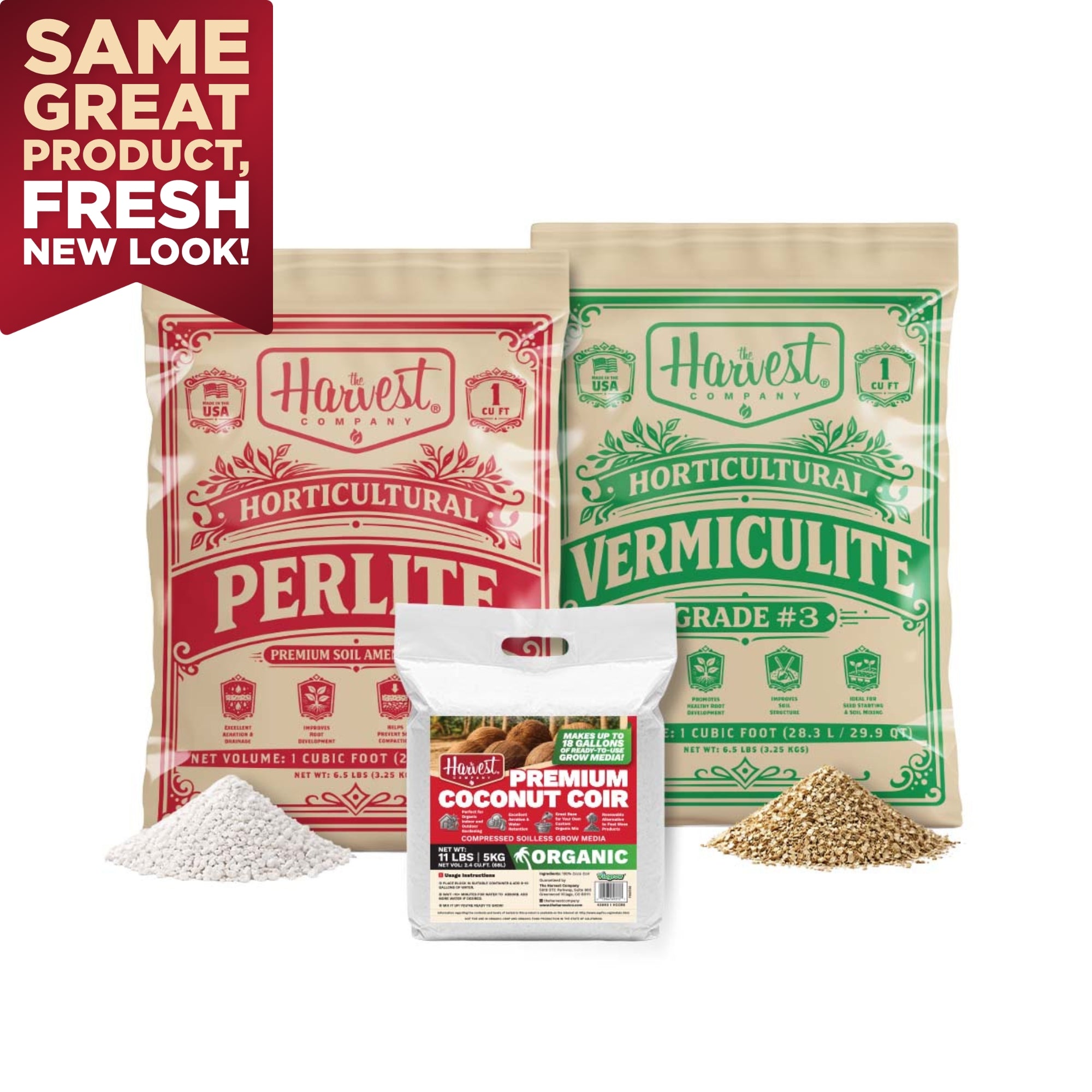 The Harvest Company  1 cu. ft. Perlite + 1 cu. ft. Vermiculite + 5 kg Coco Coir Grow Media Blend, Makes 128 qt. / 32 gal. / 4.4 cu. ft. (VCCBERPER1)