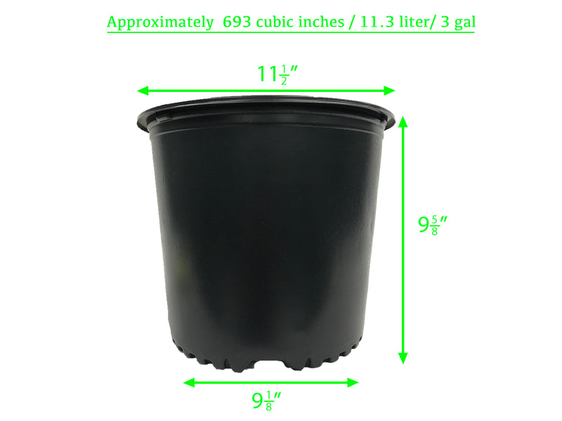 The Harvest Company 3 gal. 11.5 in. L x 9.13 in. W x 9.63 in. H Black Indoor/Outdoor Plastic Nursery Pot (Packs)