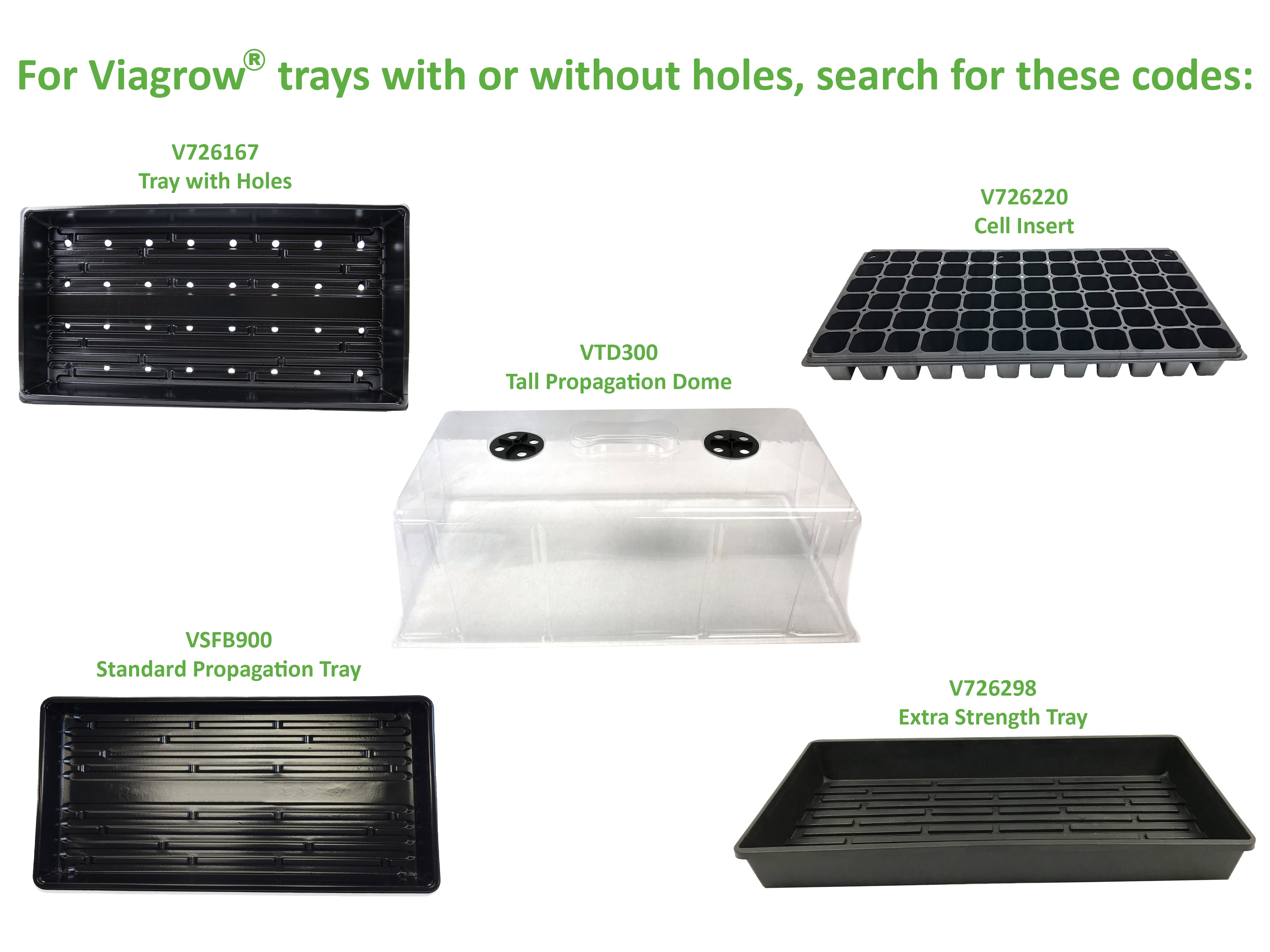 Viagrow 10 in. x 20 in. Propagation Starter Seedling Trays with Holes 
