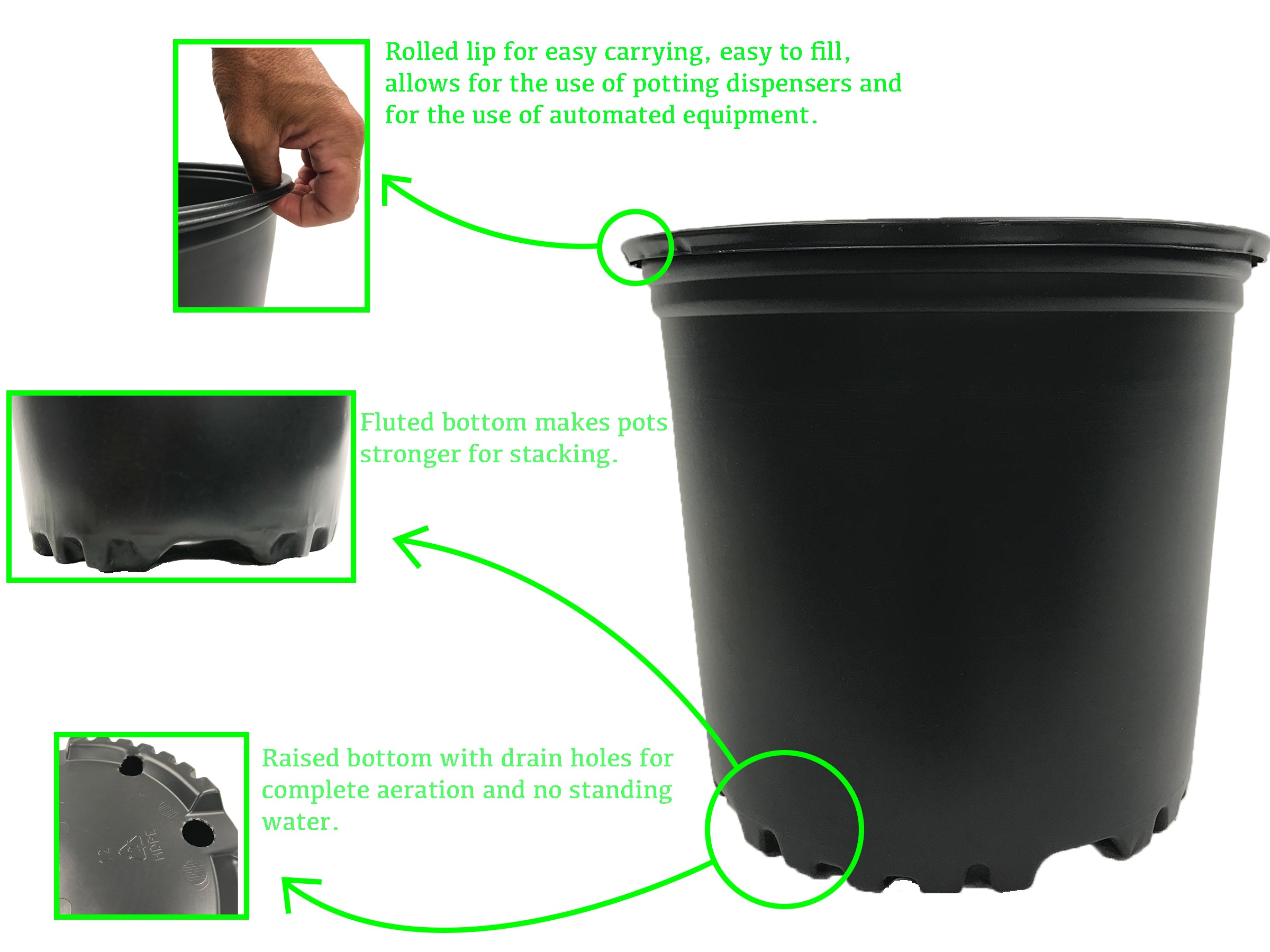 Viagrow 1 gal. Black Indoor/Outdoor Plastic Nursery Pot
