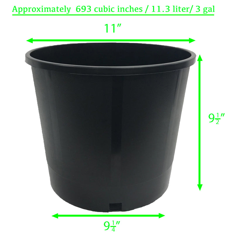 Viagrow 3 gal.  11 in. L x 9.25 in. W x 9.50 in. H Black Indoor/Outdoor Heavy Duty Pot