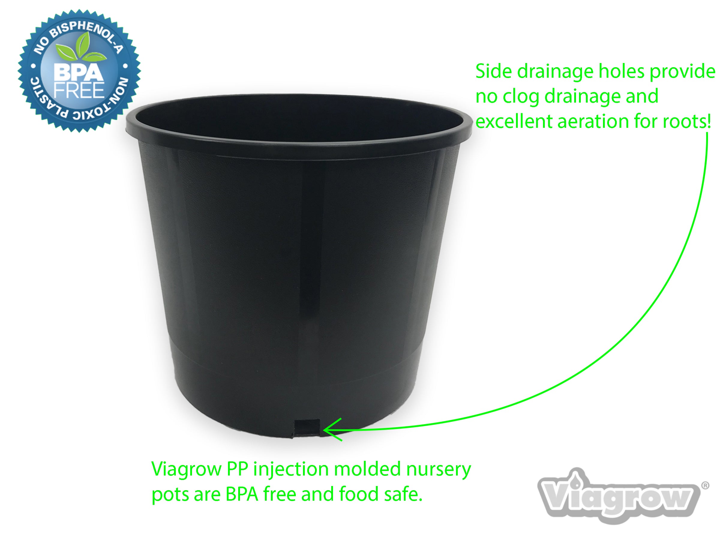 Viagrow 3 gal.  11 in. L x 9.25 in. W x 9.50 in. H Black Indoor/Outdoor Heavy Duty Pot