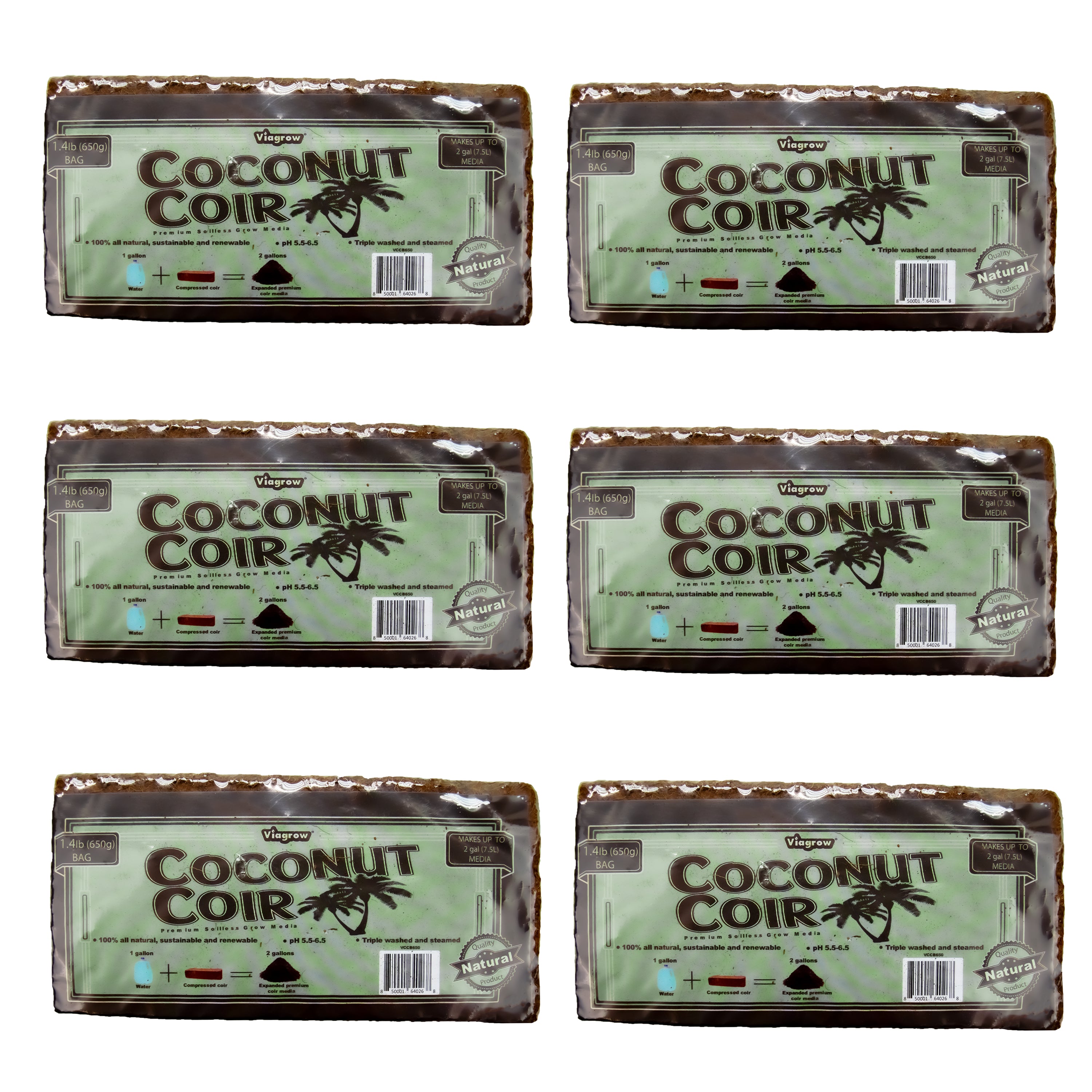 Viagrow 650 g (1.4 lb.) Compressed Coconut Coir Premium Grow Media