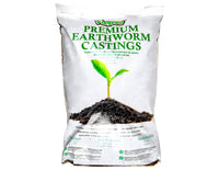 A bag of Viagrow Premium Earthworm Castings with a graphic of a green plant sprouting from the soil on the front.