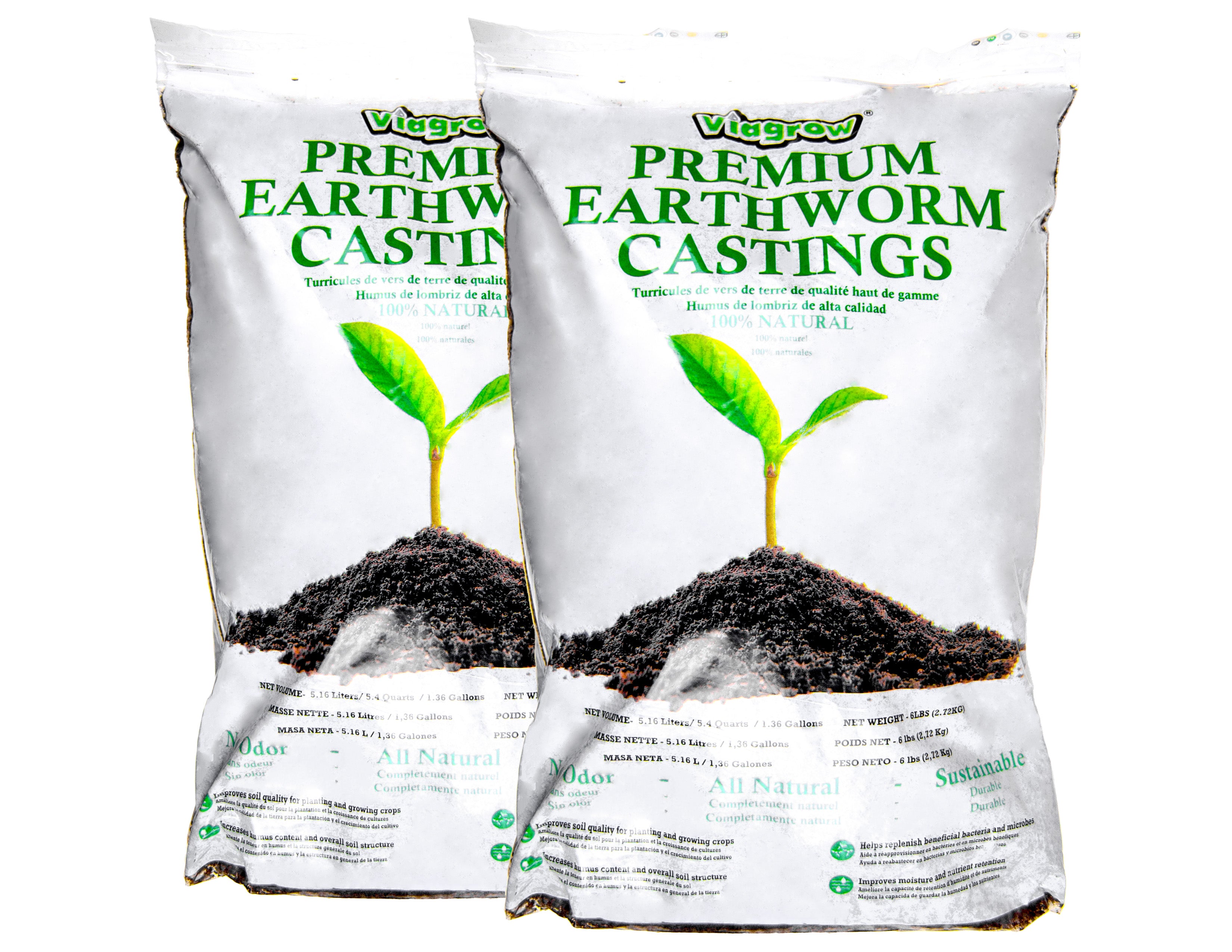 Viagrow 6 lb. Organic Premium Earthworm Castings Natural Soil Builder and Soil Amendment