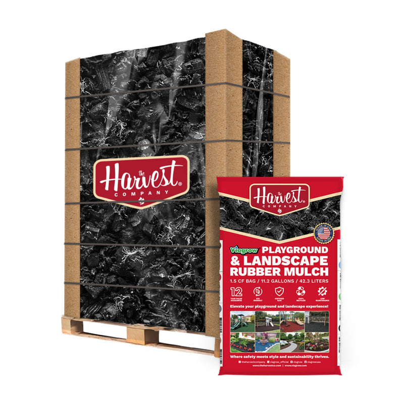 The Harvest Company Black, No Dye Rubber Playground & Landscape Mulch, 75 cf pallet of 50 bags / 2.77 Cubic Yards / 2000lbs (VBNaturalRM-PT)