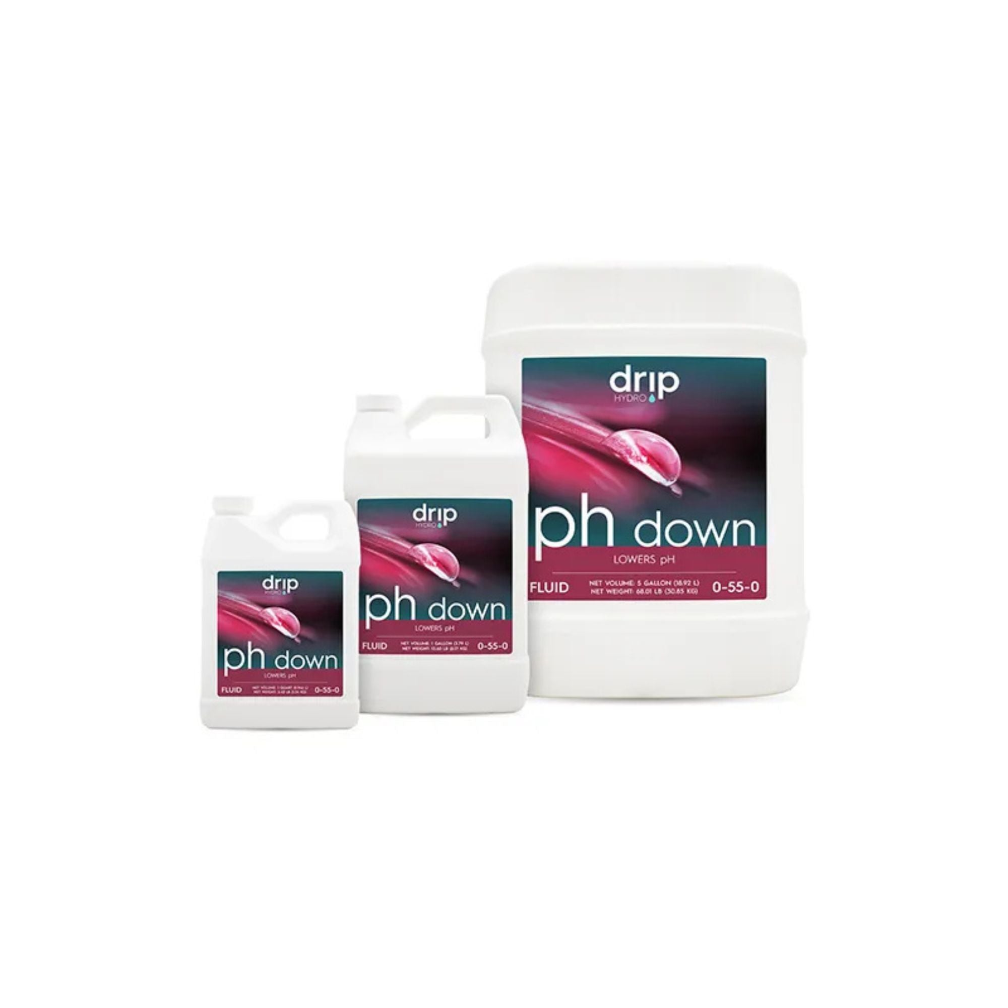 Drip Hydro pH Down 55% pH Buffer Hydroponic Nutrient Solution, 0-55-0
